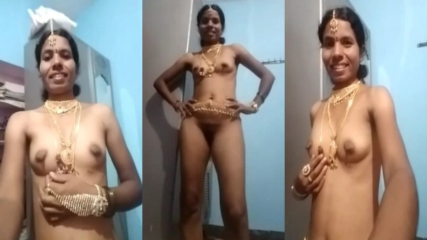 Telugu bhabhi decked out in jewelry made a nude video of herself
